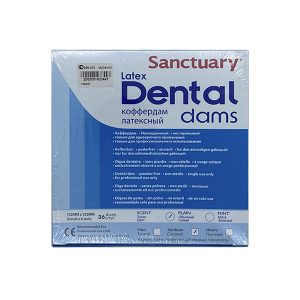 Коффердам латексный плотный Dental Dams, синий, 152х152мм, 36шт.