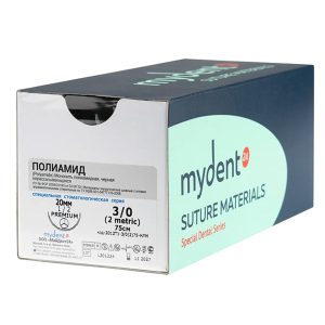Шовный материал полиамид NA 3/0 mono T 20 mm 1/2 75 cm (12 шт)