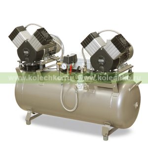 EKOM DK50 2x2V/110/M – безмасляный компрессор без шкафа, с мембранным осушителем, для четырех стоматологических установок (215 л/мин, 6 – 8 бар) / Гарантия 2 года