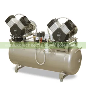 EKOM DK50 2x2V/110 — безмасляный компрессор без шкафа, без осушителя, для четырех стоматологических установок (270 л/мин, 6 – 8 бар) / Гарантия 2 года.  /    В НАЛИЧИИ