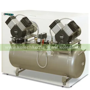 EKOM DK50 2x2V/110S/M — безмасляный компрессор со шкафом, с мембранным осушителем, для четырех стоматологических установок (215 л/мин, 6 – 8 бар) / Гарантия 2 года