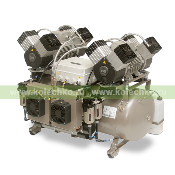 EKOM DK50 2x4VR/110/M – безмасляный компрессор без шкафа, с мембранным осушителем, для централизованной компрессорной (430 л/мин, 6 – 8 бар) / Гарантия 2 года